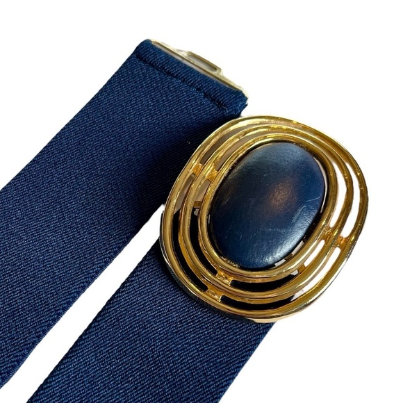 Vintage Daylor Navy Blue Gold Retro Stretch Belt 80s Disco Art Deco Glam main image 8